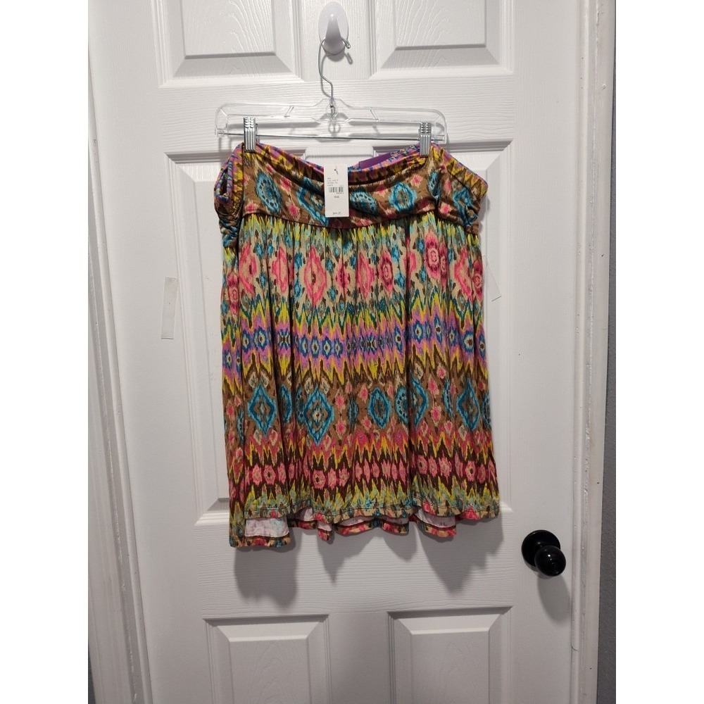 Lane Bryant, 18/20, NWT Knit Skirt, Yoke w Ruched Side Seams, MultiColored $45‎
